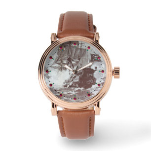PIRATE SCHIP BATTLE IN ZWARTE EN WITTE HORLOGE