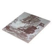 PIRATE SCHIP BATTLE IN ZWARTE EN WITTE TEGELTJE (Zijkant)