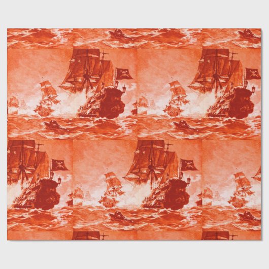 PIRATE SCHIP BATTON IN RED CADEAUPAPIER (Vlak)