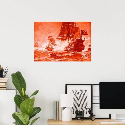 PIRATE SCHIP BATTON IN RED POSTER (Thuiskantoor)