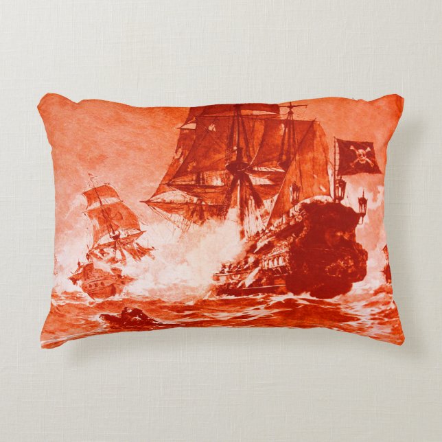 PIRATE SCHIP BATTON IN rood Decoratief Kussen (Voorkant)