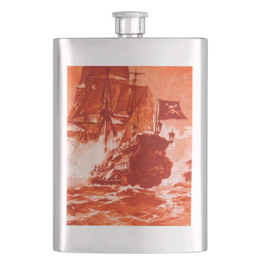 PIRATE SCHIP BATTON IN rood Heupfles (Voorkant)