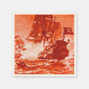 PIRATE SCHIP BATTON IN rood Servetten