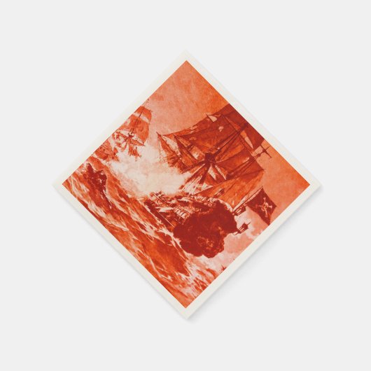 PIRATE SCHIP BATTON IN rood Servetten (Hoek)