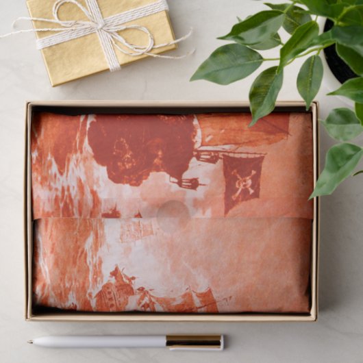 PIRATE SCHIP BATTON IN rood Tissuepapier (Geschenk)