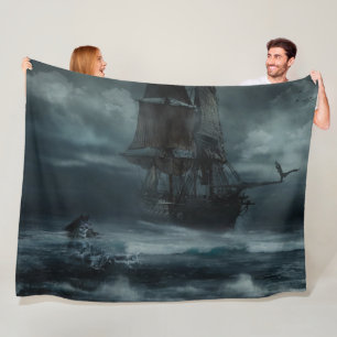 PIRATE SCHIP in een STORM Fleece Deken