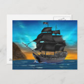 PIRATE SCHIP OP SUNSET BRIEFKAART (Voorkant / Achterkant)