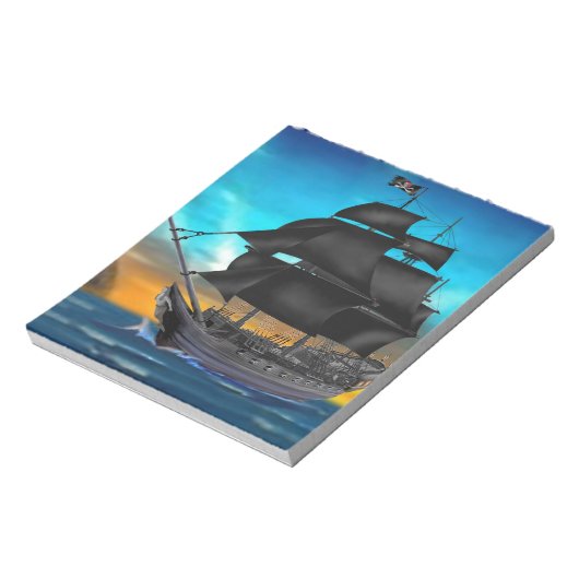 PIRATE SCHIP OP SUNSET NOTITIEBLOK (Linkerzijde)