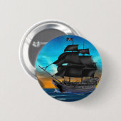 PIRATE SCHIP OP SUNSET RONDE BUTTON 5,7 CM (Voorkant /achterkant)