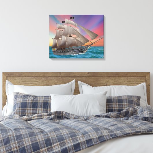 PIRATE SCHIP VAN BLACK-BEARD CANVAS AFDRUK (Insitu (Slaapkamer))