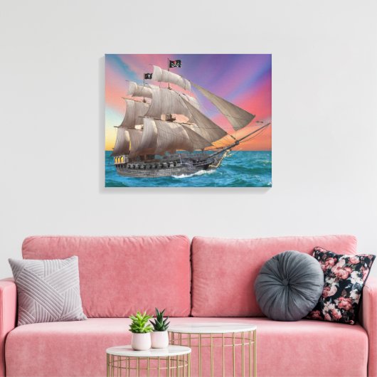 PIRATE SCHIP VAN BLACK-BEARD CANVAS AFDRUK (Insitu (Woonkamer))