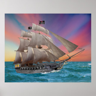 PIRATE SCHIP VAN BLACK-BEARD POSTER