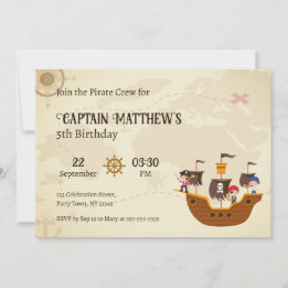 Pirate Schip Verjaardagsfeestje Oude Schatkaart Kaart