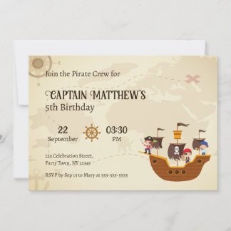 Pirate Schip Verjaardagsfeestje Oude Schatkaart Kaart