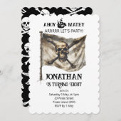 Pirate Schip Vlag Verjaardagsuitnodiging Kaart (Voorkant / Achterkant)