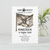 Pirate Schip Vlag Verjaardagsuitnodiging Kaart (Staand voorkant)
