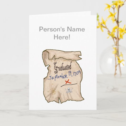 Pirate School Afstuderen Certificate Kaart (Gele Bloem)