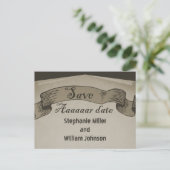 Pirate Scroll Save the Date Briefkaart, Brown Aankondigingskaart (Staand voorkant)