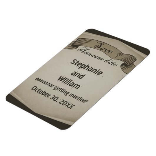 Pirate Scroll Save the Date Flexi Magnet, Brown Magneet (Linkerzijde)