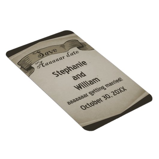 Pirate Scroll Save the Date Flexi Magnet, Brown Magneet (Rechterzijde)