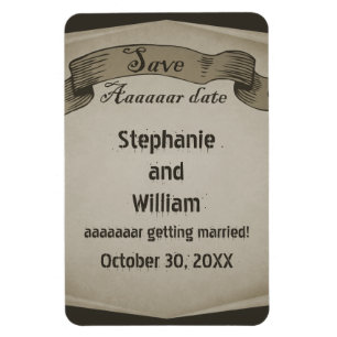Pirate Scroll Save the Date Flexi Magnet, Brown Magneet