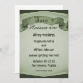 Pirate Scroll sparen de Datum nodigt, Groen uit Kaart (Voorkant / Achterkant)