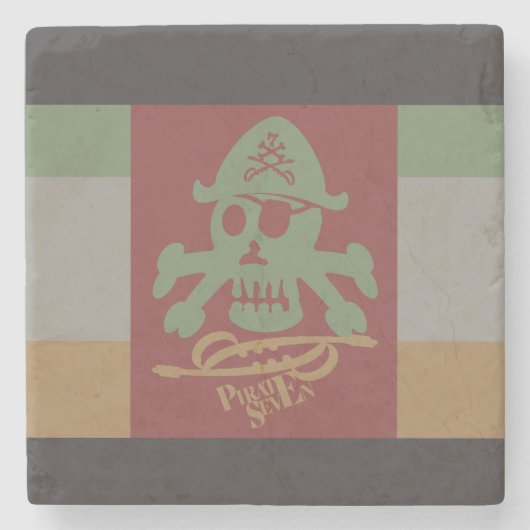PIRATE SEVEN SKULL BY MASANSER PIXELAT STENEN ONDERZETTER (Voorkant)