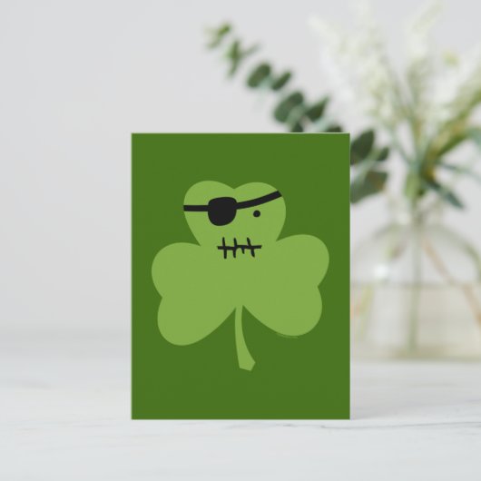 Pirate Shamrock Briefkaart (Staand voorkant)