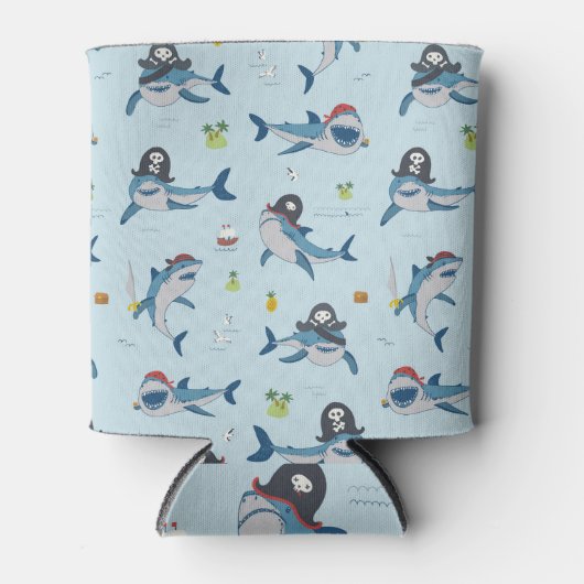 Pirate Shark Doodle Illustratie Blikjeskoeler (Voorkant)