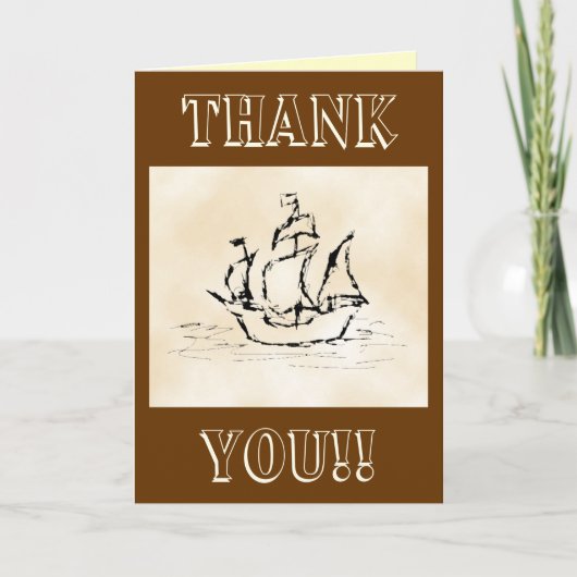 Pirate Ship. Achtergrond stroompatroon. Bedankkaart (Voorkant)