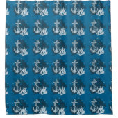 Pirate Ship & Anchor Black Silhouette Curtain 2 Douchegordijn (Voorkant)