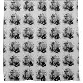 Pirate Ship & Anchor Black Silhouette Curtain 3 Douchegordijn (Voorkant)