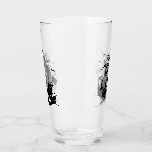 Pirate Ship & Anchor Black Silhouette Glas (Links)