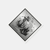 Pirate Ship & Anchor Black Silhouette Napkins 2 Servetten (Hoek)