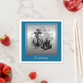 Pirate Ship & Anchor Black Silhouette Napkins 4 Servetten (Insitu)