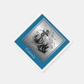 Pirate Ship & Anchor Black Silhouette Napkins 4 Servetten (Hoek)