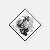 Pirate Ship & Anchor Black Silhouette Napkins Servetten (Hoek)