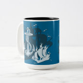 Pirate Ship & Anchor White Silhouette Mok (Voorkant links)