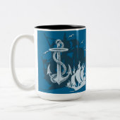 Pirate Ship & Anchor White Silhouette Mok (Links)