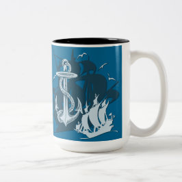 Pirate Ship & Anchor White Silhouette Mok