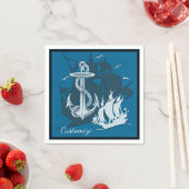 Pirate Ship & Anchor White Silhouette Napkins Servetten (Insitu)