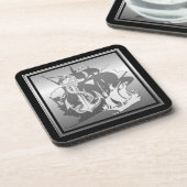 Pirate Ship & Anchor White Silhouette Onderzetters (Linkerzijde)