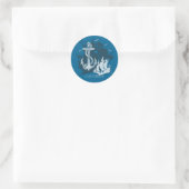 Pirate Ship & Anchor White Silhouette Ronde Sticker (Tas)