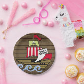Pirate Ship and Wood Planks Papieren Bordje (Feest)