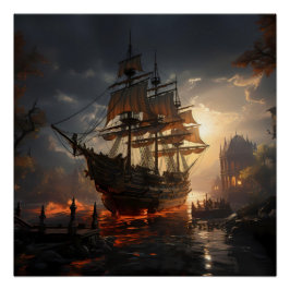 Pirate Ship Art Series - Eerste editie #37 Perfect Poster