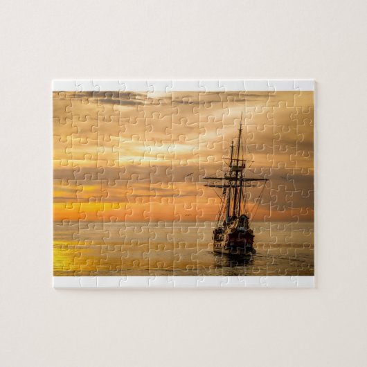 Pirate Ship at Sunset Legpuzzel (Horizontaal)