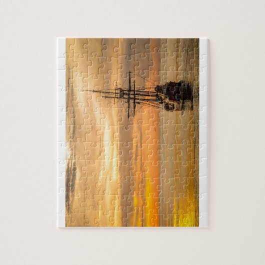 Pirate Ship at Sunset Legpuzzel (Verticaal)