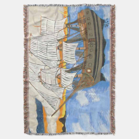 Pirate Ship at Zee Throw Blanket Deken (Voorkant Verticaal)