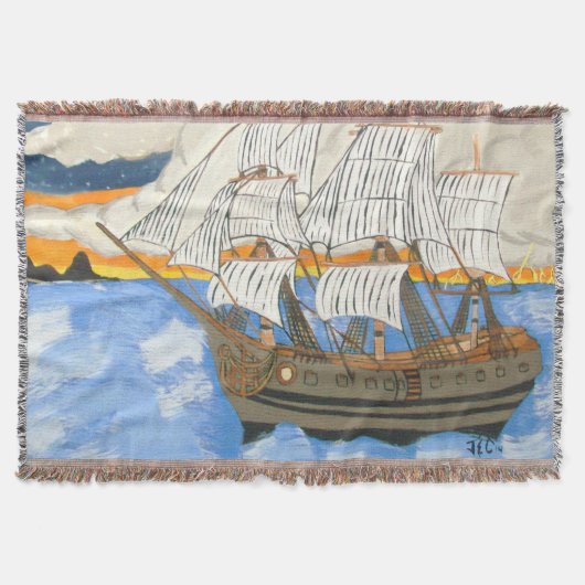 Pirate Ship at Zee Throw Blanket Deken (Voorkant)