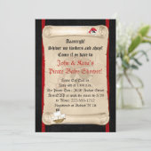 Pirate Ship Baby Shower Invitations - Red Skull Kaart (Staand voorkant)